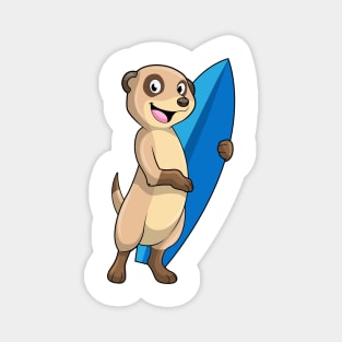 Meerkat as Surfer with Surfboard Magnet