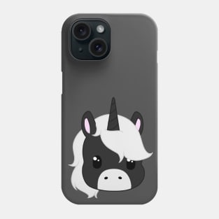 kawaii black and white unicorn Phone Case