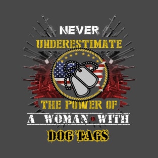 Woman with Dog Tags T-Shirt