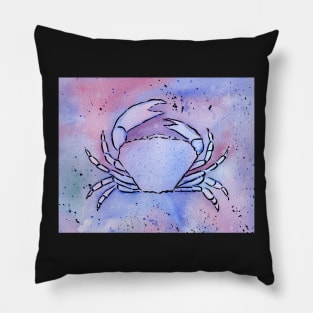 Crab Watercolor Mixed Media Art Pillow