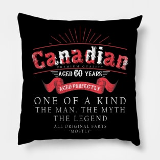 60th Birthday Tee Canadian Age 60 years old born in Canada Pillow