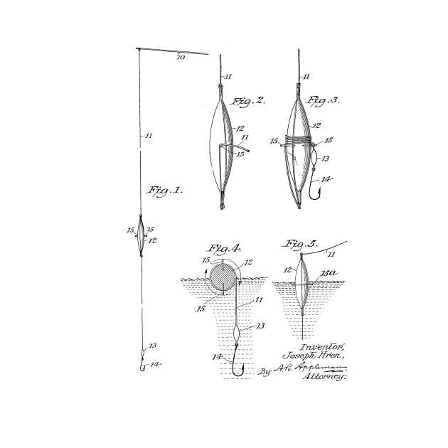 FISHING TACKLE VINTAGE PATENT DRAWING by TheYoungDesigns