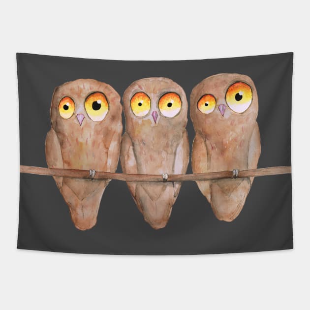 Three owls Tapestry by Bwiselizzy