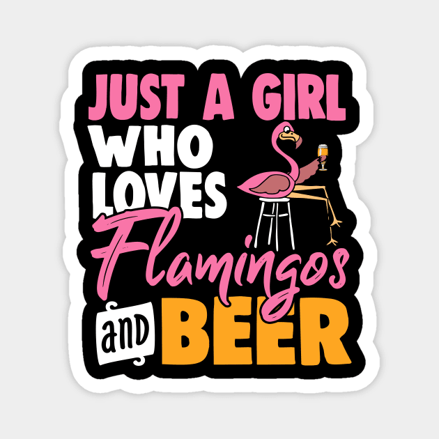 Womens Flamingo product I Just A Girl Who Loves Flamingos And Beer Magnet by biNutz