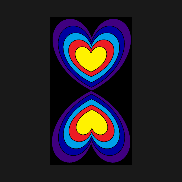 Mirror Image Rainbow Hearts on Black by Klssaginaw