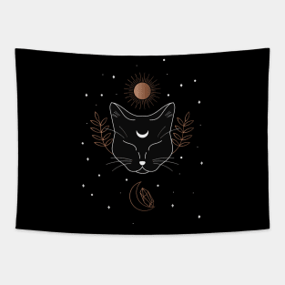 Mystical Black Cat Tapestry