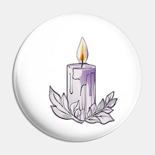 Serene Lavender Candle and Leaves Illustration No. 612 Pin