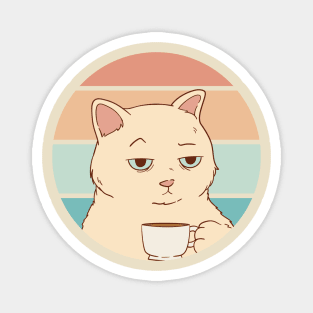 Bored Cat with Coffee: Feline Mornings Magnet