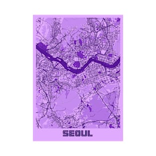 Seoul - South Korean Lavender City Map T-Shirt