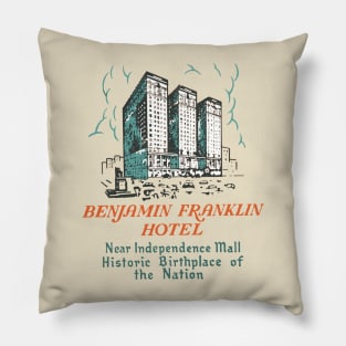 Vintage Ben Franklin Hotel Philadelphia Pillow