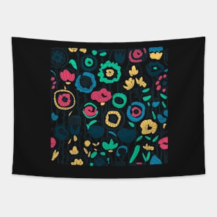 Abstract Colorful Flowers Tapestry