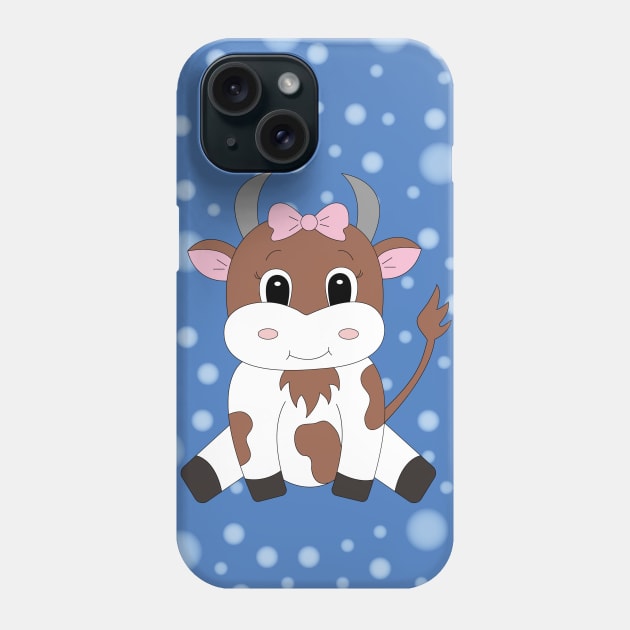 cute cartoon cow Phone Case by Ulka.art