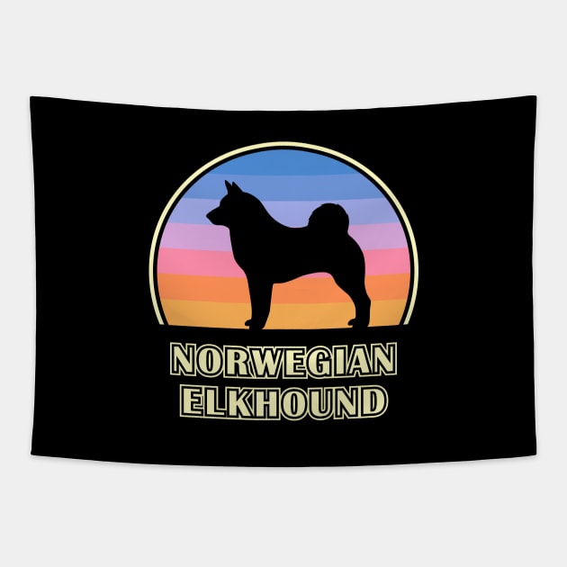 Norwegian Elkhound Vintage Sunset Dog Tapestry by millersye