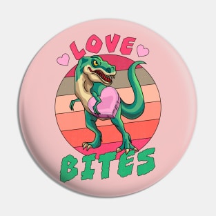 Love Bites Valentines Day Funny Kids Dinosaur Trex Lover Pin