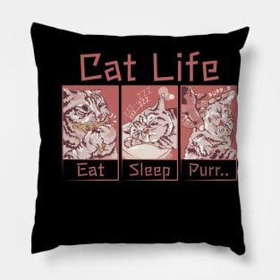 Eat Sleep Purr Cat Life Anime Pillow