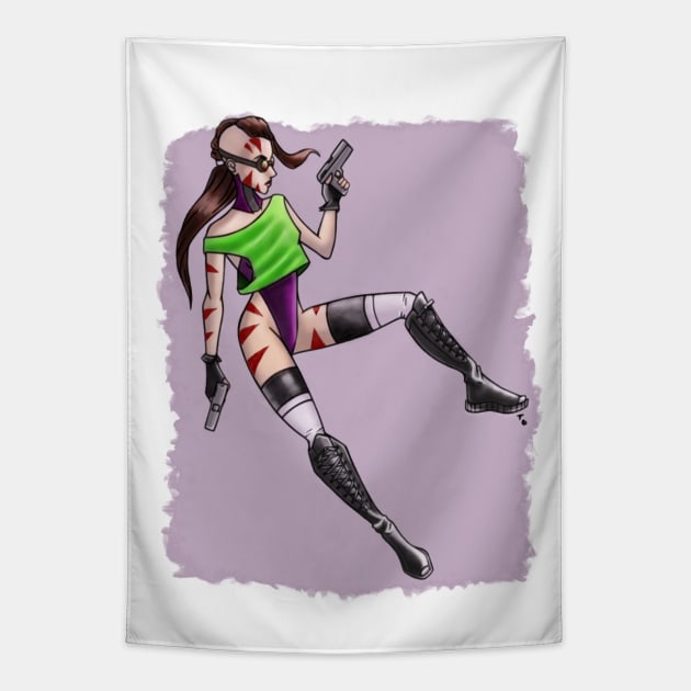 80's Apocalyptic Girl Tapestry by TaliDe