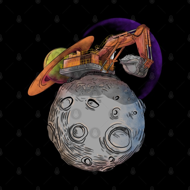 Excavator on the moon by damnoverload