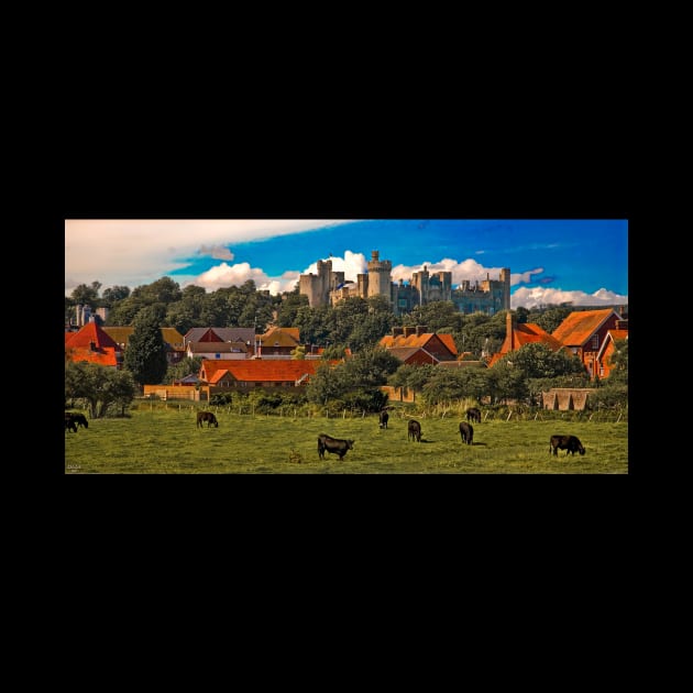 Arundel Castle, Red Rooftops and Cows by Chris Lord