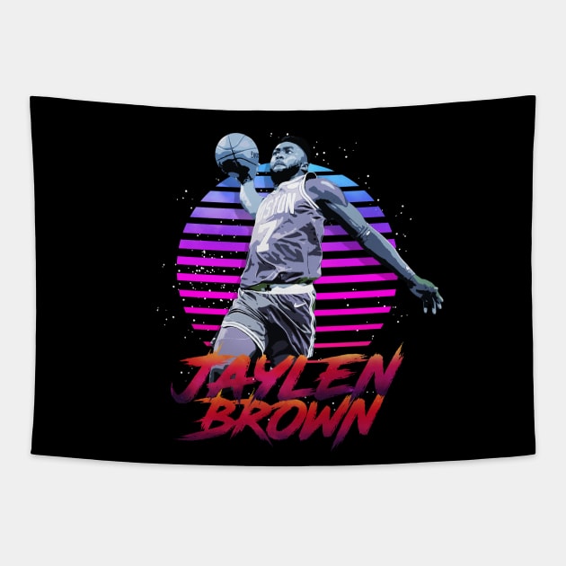 Jaylen Brown Nickname Retrowave Outrunner Tapestry by StupidHead