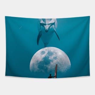 Dolphin and the moon Tapestry