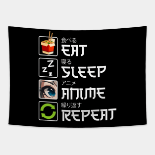 Eat Sleep Anime Repeat - anime lover gift idea birthday christmas kawaii chibi funny ramen sushi lover japanese gifts for men women girls kids Tapestry