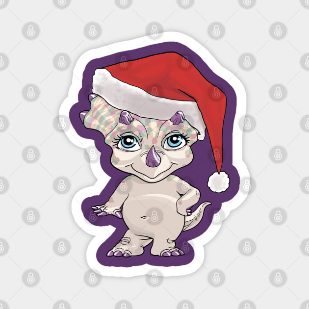 Lil Miss Christmas Triceratops Magnet by AyotaIllustration