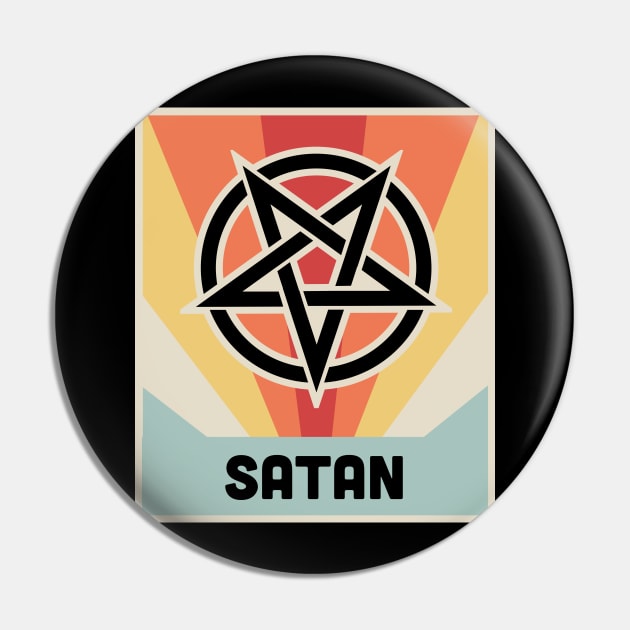 SATAN | Vintage Occult Pentagram Pin by MeatMan