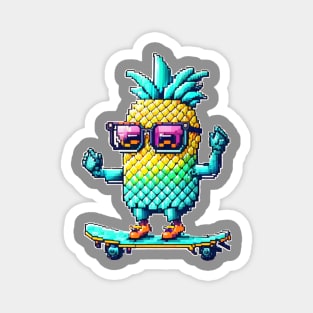 pixel pineapple on a skateboard Magnet