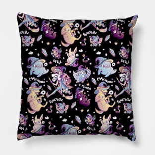 Magical animal puns cartoon style vector pattern Pillow