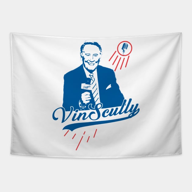 Vin Scully Legend Thank You For The Memories Tapestry by LMW Art