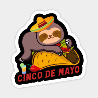 Taco Eating Sloth Cinco De Mayo Magnet