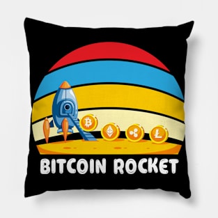 Bitcoin Spaceship - Funny Bitcoin Rocket Ship Crypto Trade Pillow