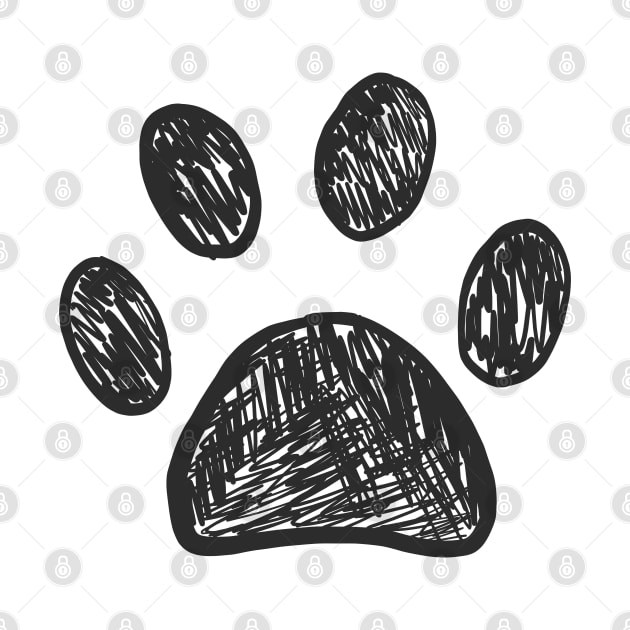 Doodle black paw print by GULSENGUNEL