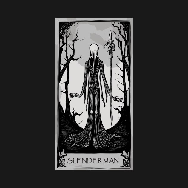 Slender Man Gothic Tarot Card Occult Illustration - Eerie Mysticism by Soulphur Media