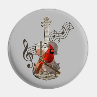 Red Cardinal Bird Natures Music Pin