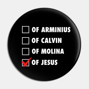 Not of man's philosophies but of Jesus. white text Pin