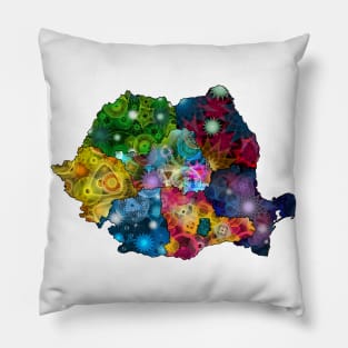 Spirograph Patterned Romania Counties Map Pillow