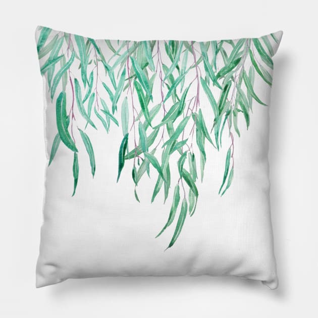 green eucalyptus arts Pillow by colorandcolor