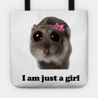 I am Just A Girl Hamster Meme Baby Tee 90s Style Tshirt Weird tshirt Y2k Coquette Aesthetic Funny Tshirt Soft Girl Tote