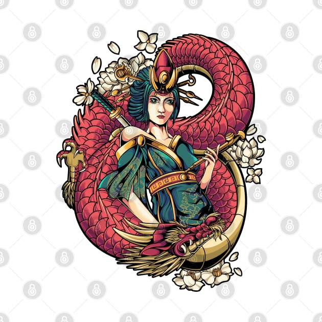 geisha red dragon by Bayuktx