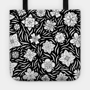 Black and White Flowers Tote