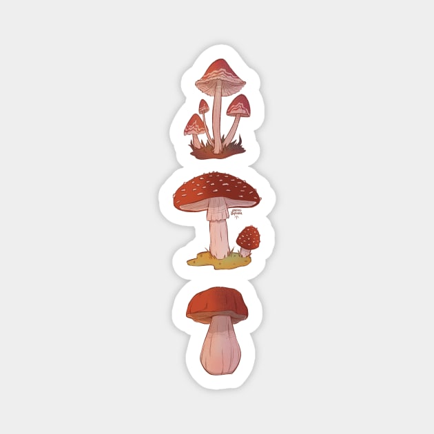 Three mushrooms Magnet by Heyitsgarazi