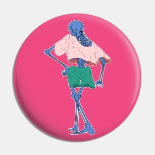 Blue Skeleton Pose Walking Sassy Skeleton Pin