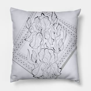 Illustration of irises flowers Pillow