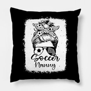 Soccer Nanny Vintage Leopard Messy Bun Bleached Pillow