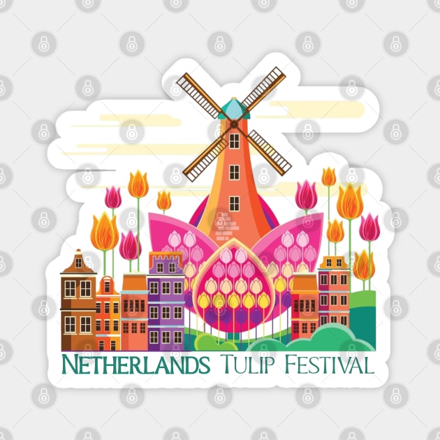 Tulip Festival, Windmill Magnet by HolidayBug