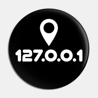 127.0.0.1 IP address with location pin. A localhost design perfect for developers, coders, sysadmins or anyone in IT Pin