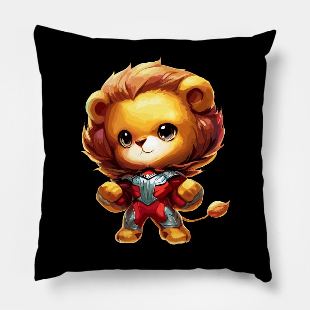 Superhero lion cat Pillow by TomFrontierArt
