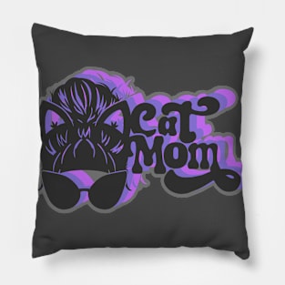 Retro Cool Cat Mom Pillow