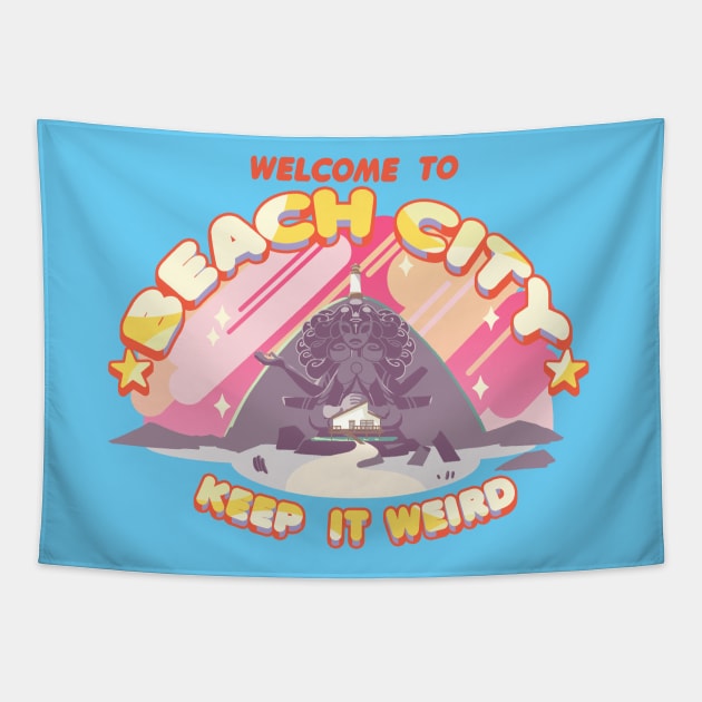 Welcome to Beach City Tapestry by haberdasher92